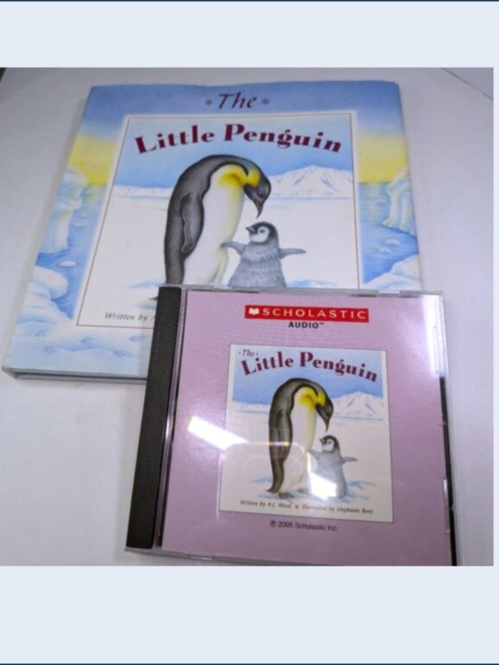 The Little Penguin Hardcover Book Audio CD Set Scholastic EMBOSSED PAGES AJ Wood